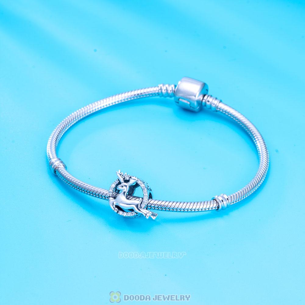 Christmas Reindeer Charm with Cubic Zirconia