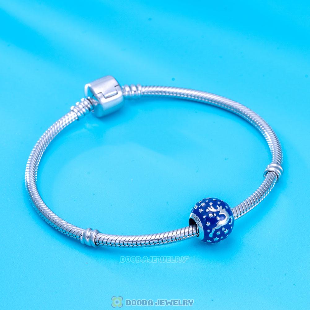 Christmas Reindeer Charm with Blue Enamel