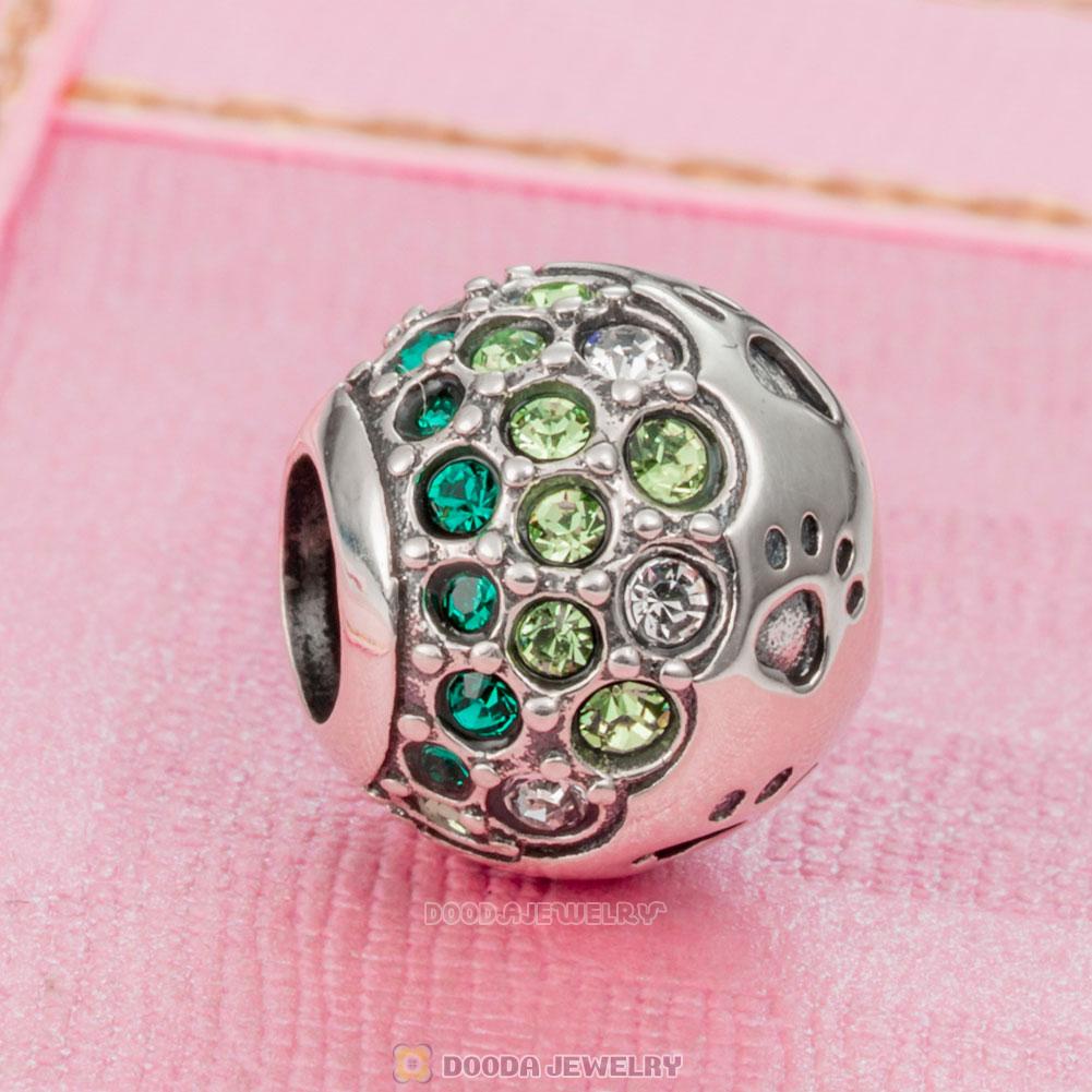 Dog Paw Print Charm 925 Sterling Silver with Austrian Crystal