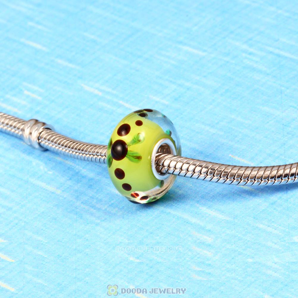 Handmade European Style Dragonfly Green Charm Glass Beads