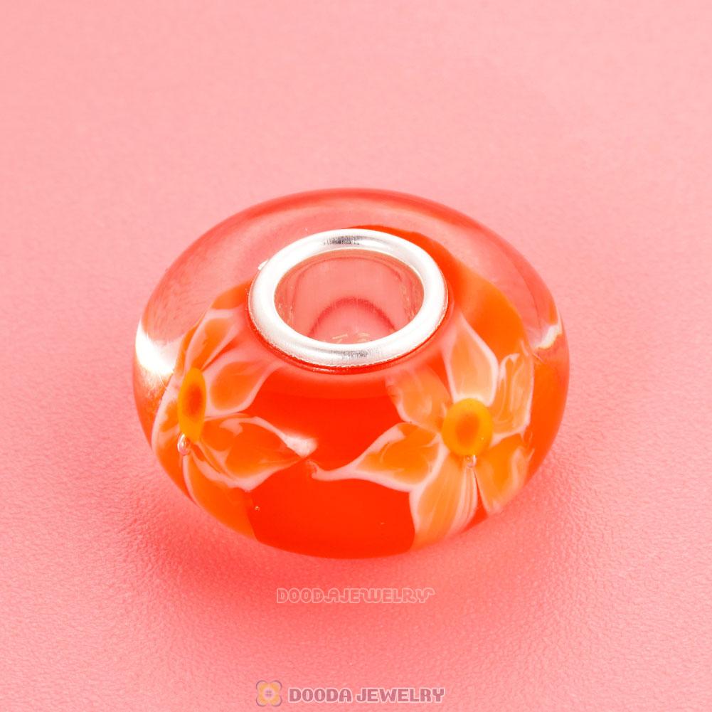 Handmade European Style Flowers of Grace Charm Glass Beads