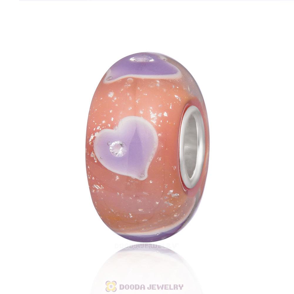 Handmade European Style Plentiful Hearts Charm Glass Beads