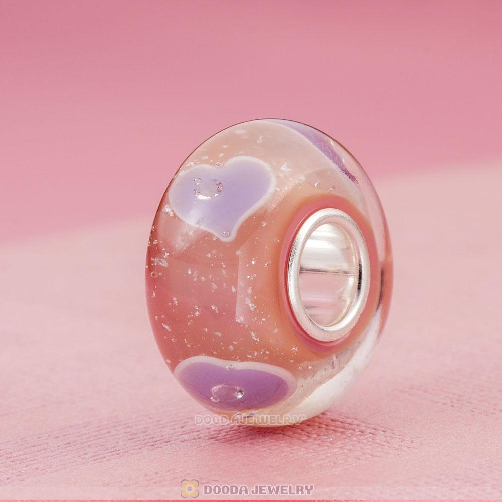 Handmade European Style Plentiful Hearts Charm Glass Beads