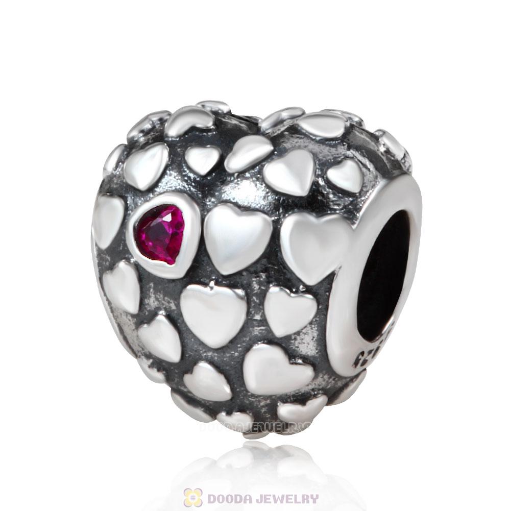 Mum In A Million Red CZ Heart Charm