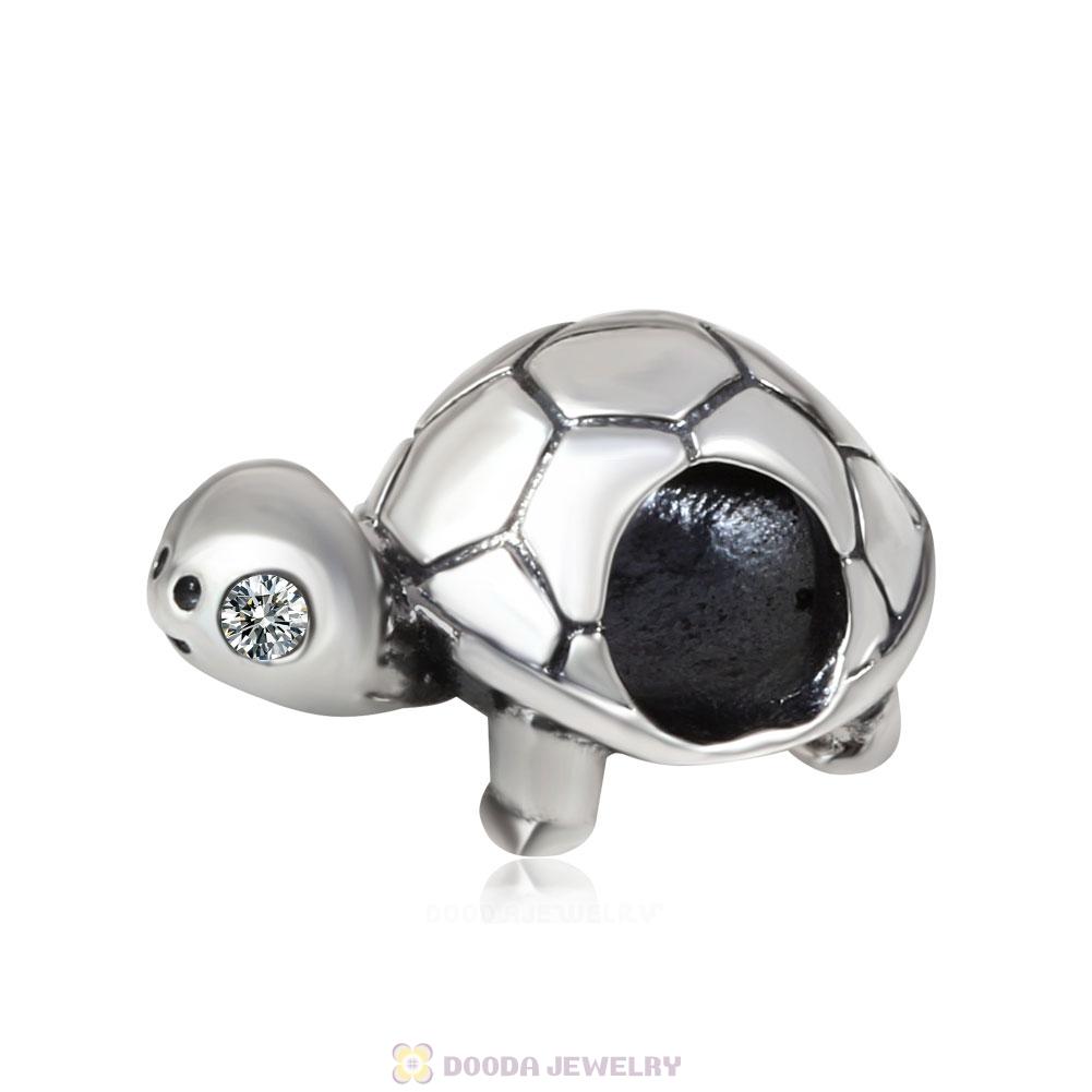 Bright Eyed Turtle Charm Clear CZ