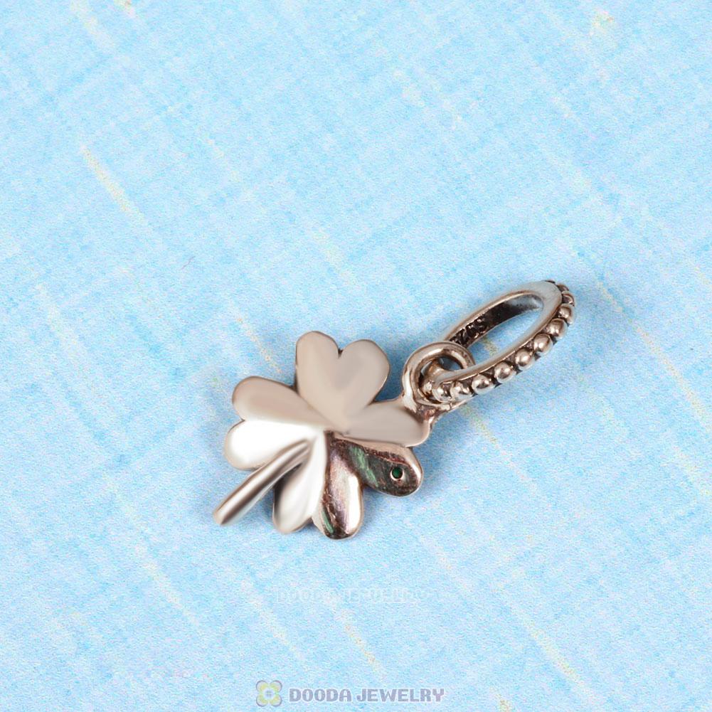 Lucky Four Leaf Clover Green CZ Charm