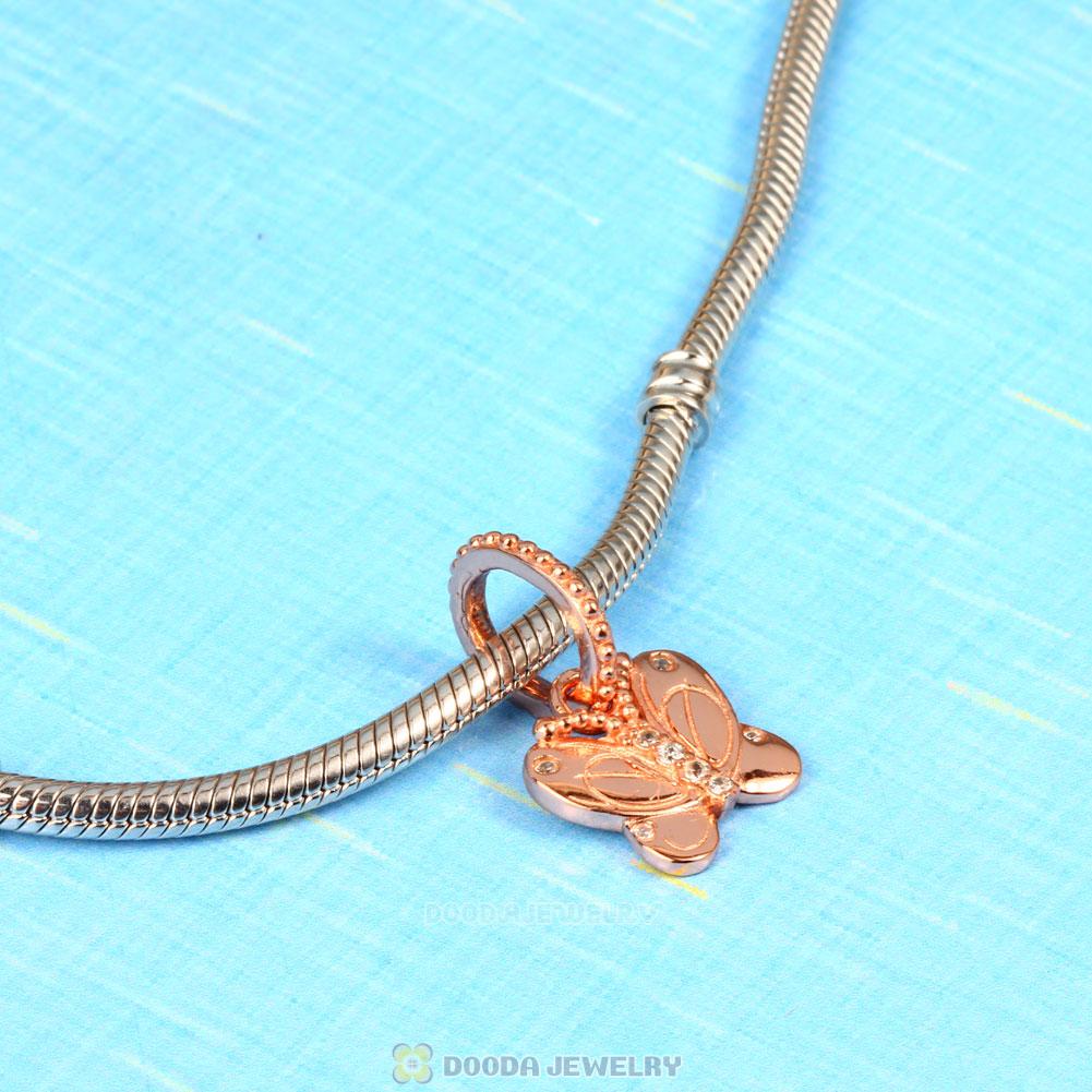 Rose Gold Decorative Butterfly CZ Pendant