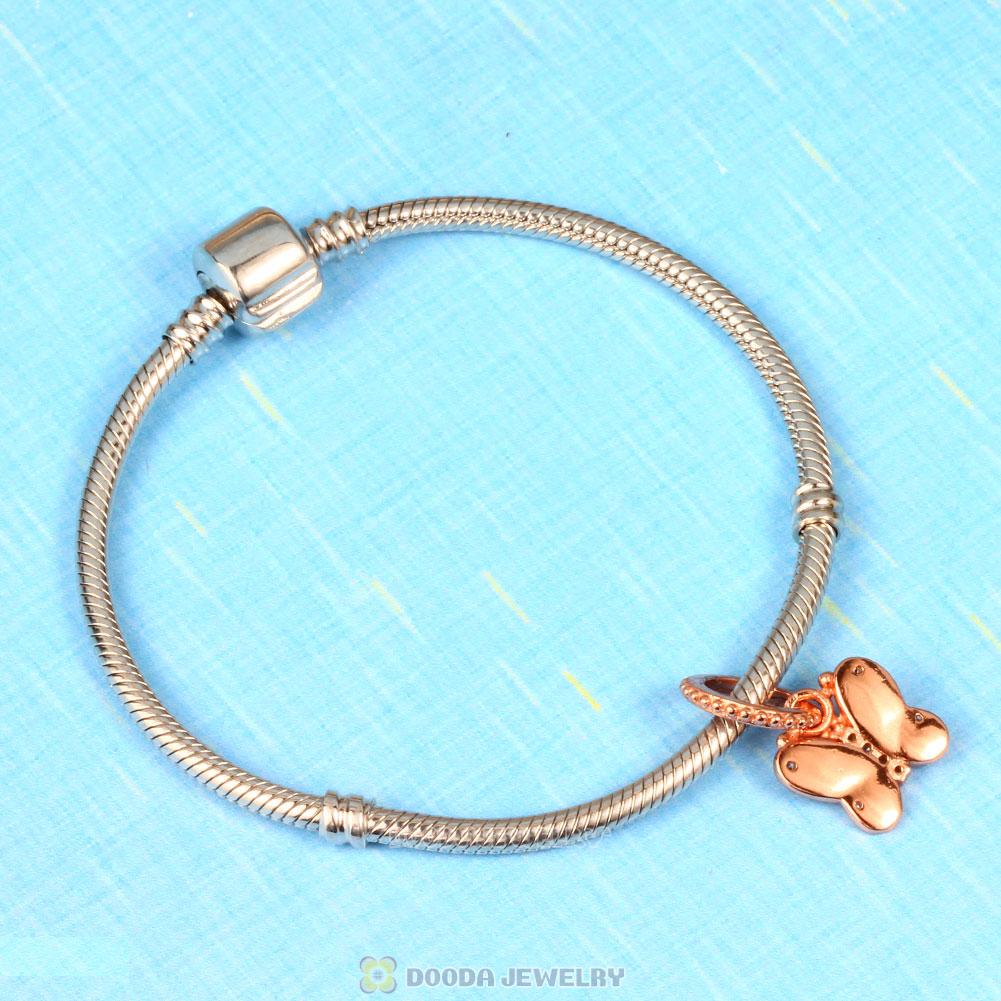 Rose Gold Decorative Butterfly CZ Pendant