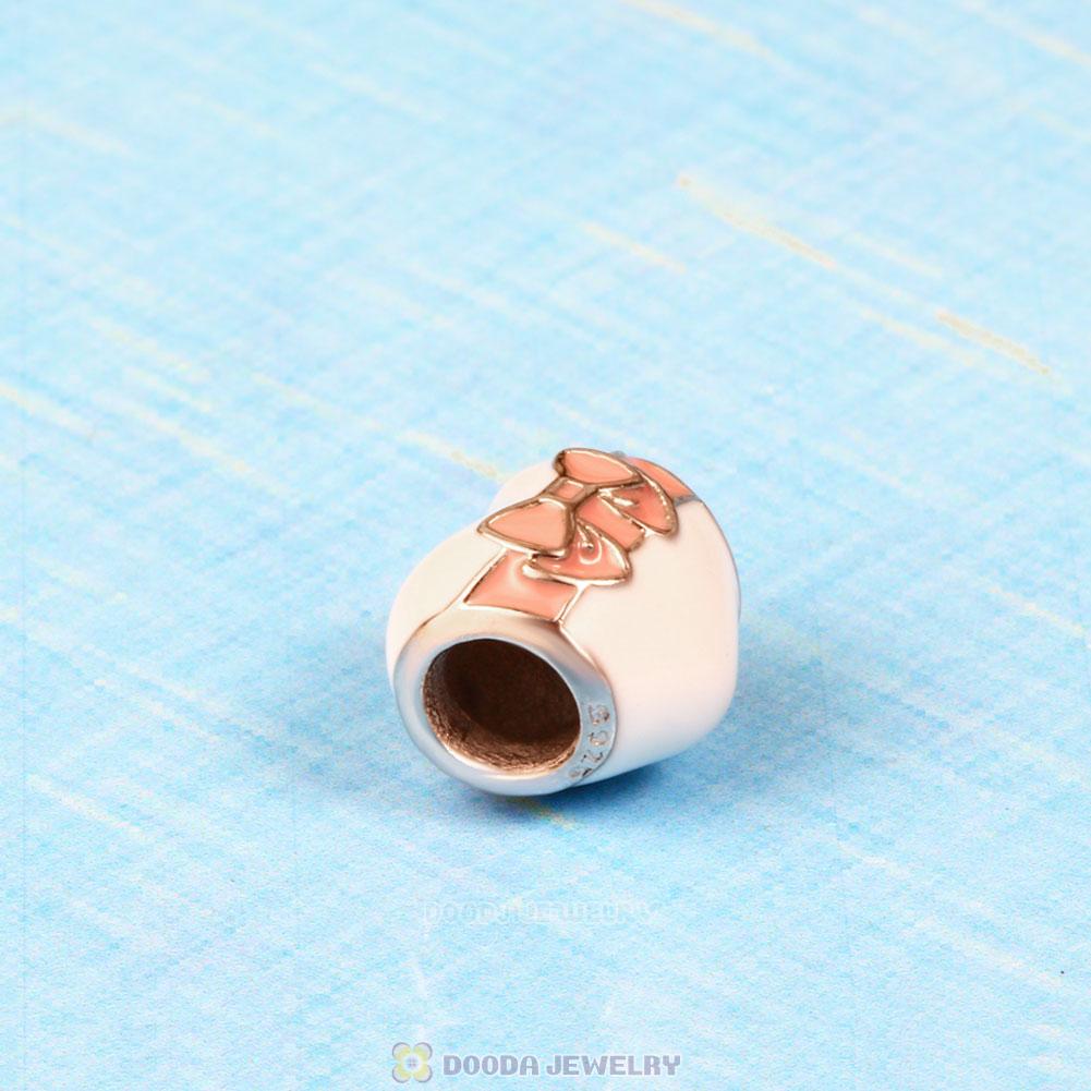 Pink Bow Heart Enamel Charm