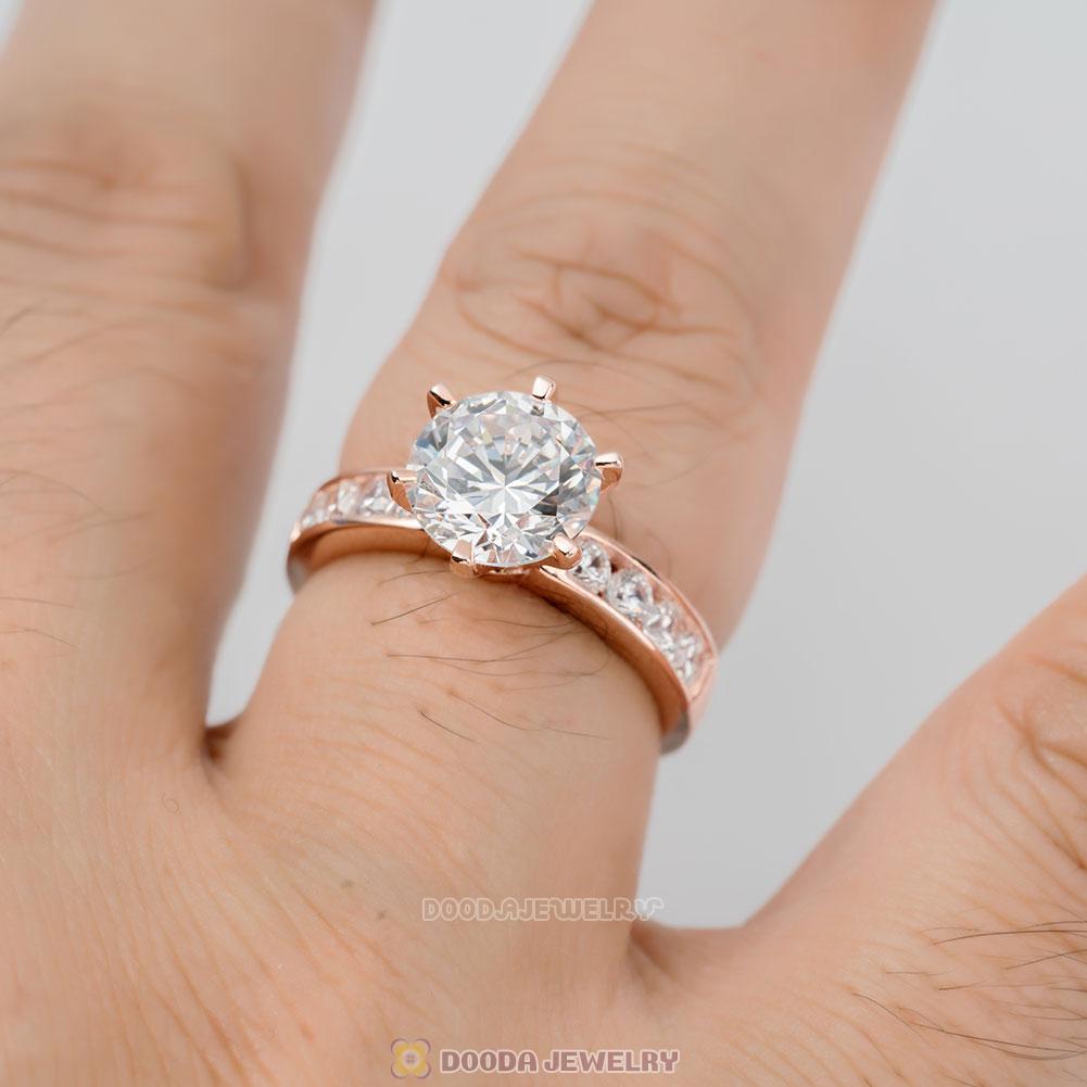 Rose Gold Shine Diamond Ring Clear CZ
