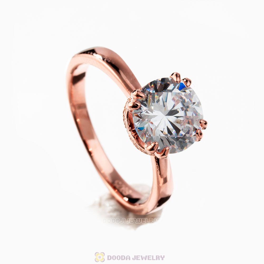 Sparkling Elegance Ring in Rose Gold Clear CZ