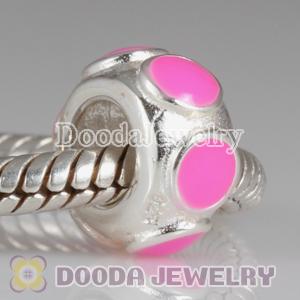 925 Sterling Silver Enamel Pink StorycharmWheels Style Charm Beads