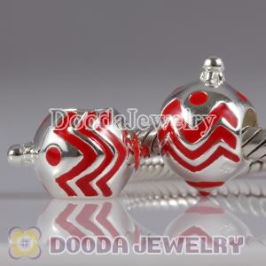 European Style Christmas Ball Beads Enamel Red Charms