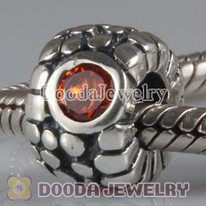 European Style Silver Beads with 3 Big Red CZ Stone