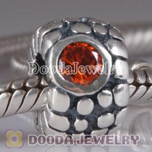 European Style Silver Beads with 3 Big Red CZ Stone