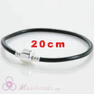 Black slippy leather European style bracelet without stamped