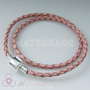 44cm pink European leather necklace