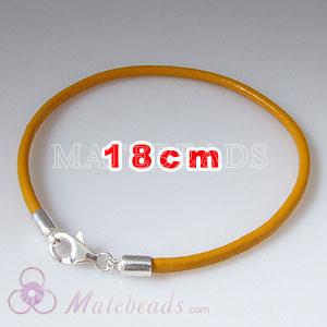 18cm yellow slippy European leather bracelet sterling lobster clasp