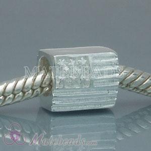 925 Sterling Silver American Flag fit European Italian charms