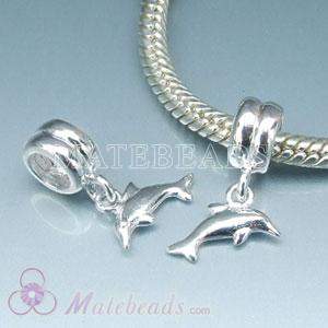Sterling Silver European dangle dolphin Charms