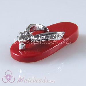 Sterling silver red coral slipper pendant