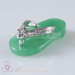 Sterling silver green Jade Slipper pendant