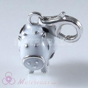 Sterling Silver Tscharm Jewelry Charms Enamel Spot Pig
