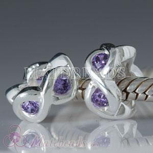 Wholesale sterling Largehole Jewelry spacer beads with purple stone