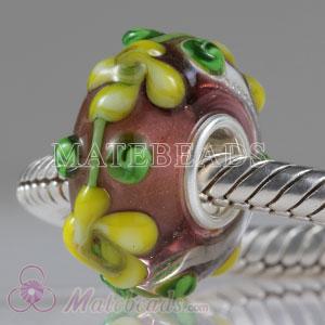 Environmental vintage art glass beads in Swirl 4 petal flower design