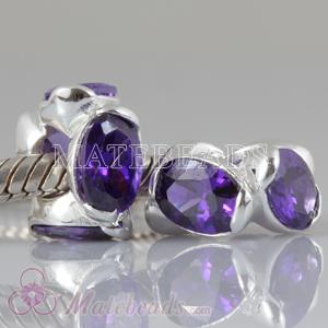 Silver Bead with Purple Gemstone