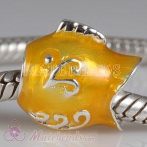 European enamel yellow fish beads