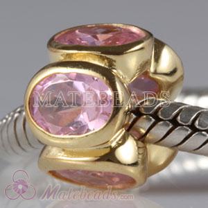 European gemstone beads with pink stones