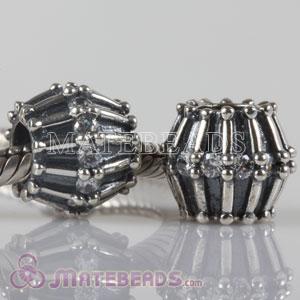 Show Stopper Silver Bead with White CZ Stones