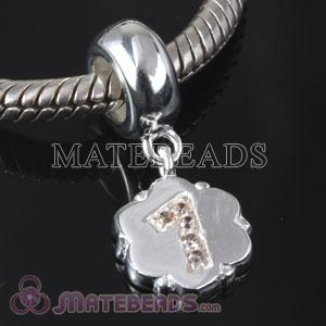European Number 1 Charm Beads with CZ Stone