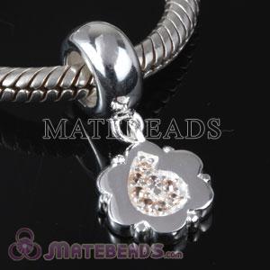 European Number 6 Charm Beads with CZ Stone