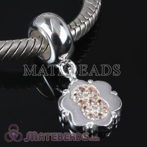 European Number 8 Charm Beads with CZ Stone