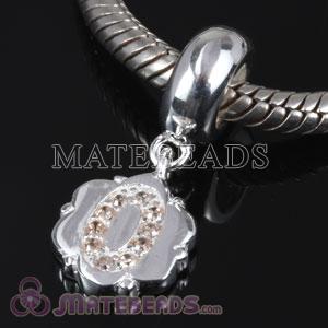 European Number 0 Charm Beads with CZ Stone