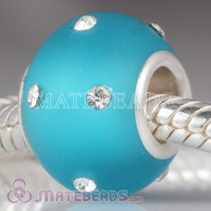 Kerastyle Silver Frosted Glass Bead with Austrian crystal Accents