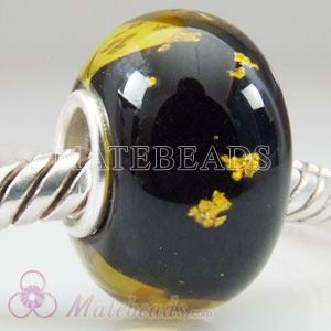 Amber European Tedora silver foil brown glass beads