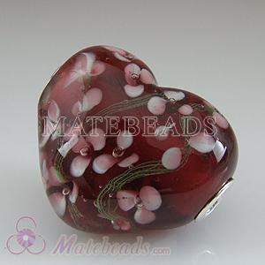 large glass heart designer beads