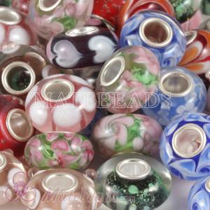 Mix 50 Pcs 7x13 High Quality Lampwork glass beads fit European Jewelry