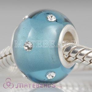 Silver Polished Glass beads with Austrian crystal