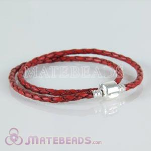 44cm red European leather necklace