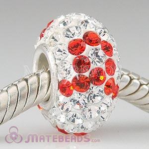 2010 latest Austrian crystal European red silk ribbon charm beads