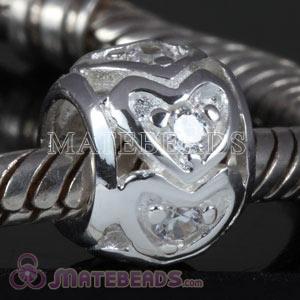 Sterling silver love bead with white stones