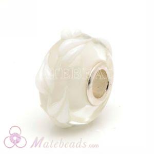 White leaf Lampwork glass beads