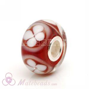 Red flower Lampwork glass beads