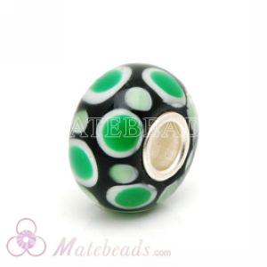 Green Polka Dot Lampwork glass beads