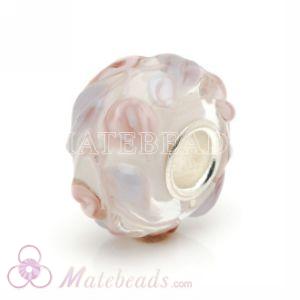 Sterling Silver pink leaf glass beads