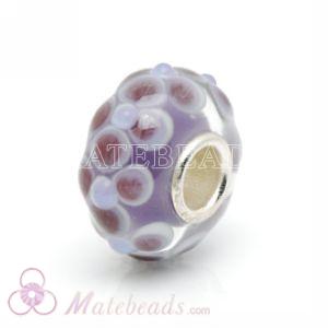 Purple dots flower Lampwork glass beads